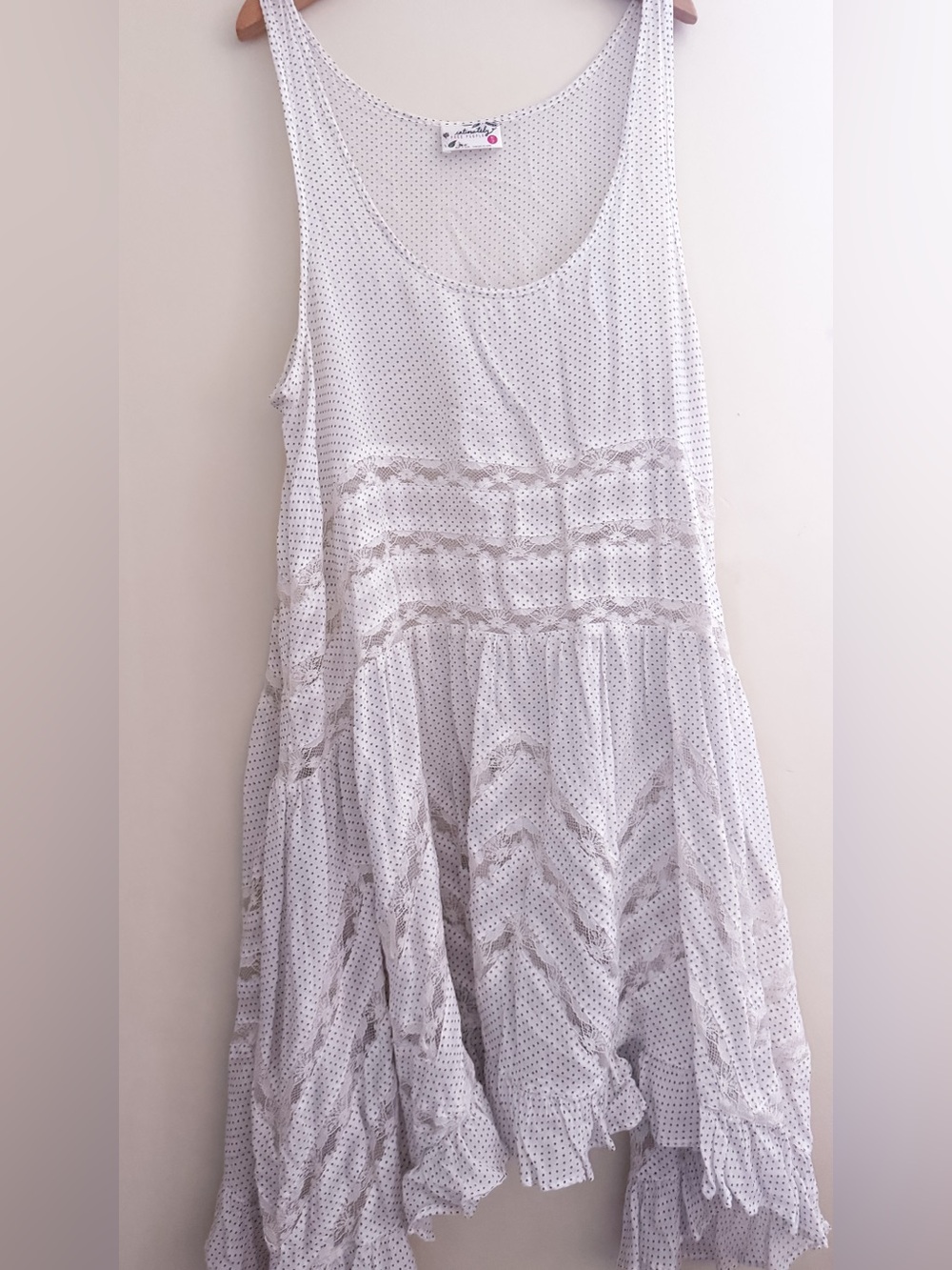 Free People Intimately voile trapeze dress white polka dot